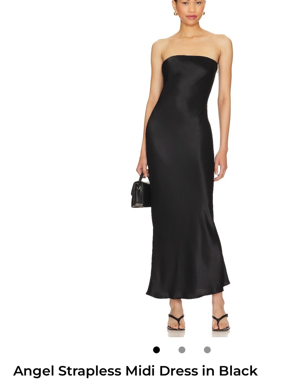 Strapless Black Satin Midi Dress